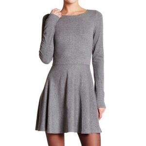 Alice+Olivia Brinley dress solid grey knit fit and flare minimalist dress luxury